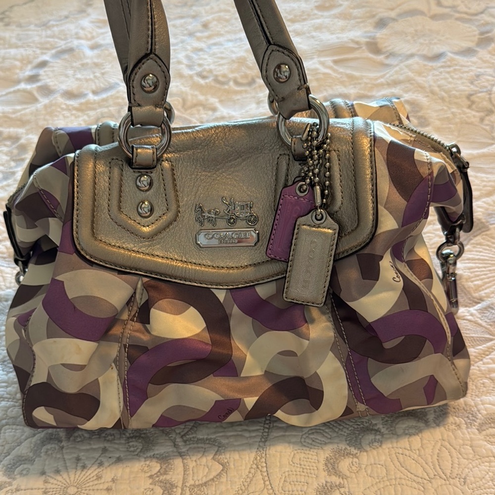 Coach Purple and Silver Satchel with Elegant Design